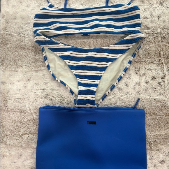Triangl Swimwear Blue and White One Piece - Picture 1 of 2